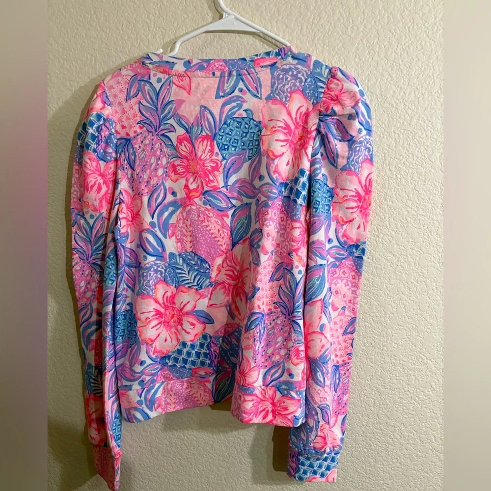 NWT Lilly Pulitzer | Jansen Long Sleeve Pink Pineapple Floral Flower, Medium